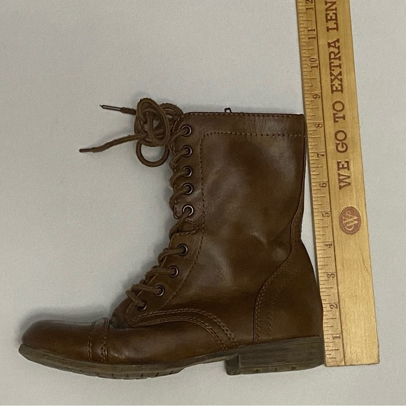 Time and Tru Womens Brown Mid Calf Lace Up Side Zip Size 6 Combat Boots - Picture 10 of 10